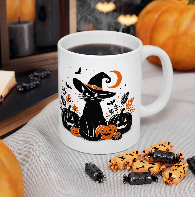 Halloween-Tasse mit schwarzer Katze 0924