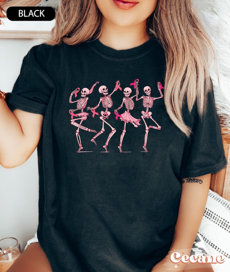 T-shirt et sweat à capuche « Squelettes dansants » pour la sensibilisation au cancer du sein 0924