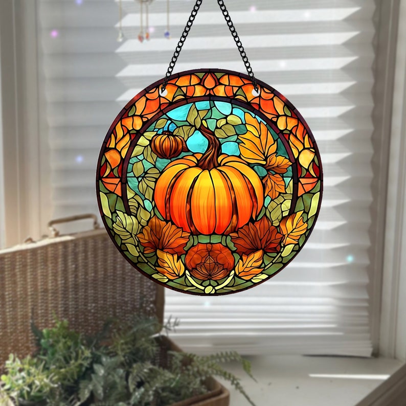 Herbstlicher Kürbis-Sonnenfänger, Herbstlicher Halloween-Fensterhänger-Sonnenfänger-Ornament, Halloween-Fensterhänger-Sonnenfänger-Ornament 0924