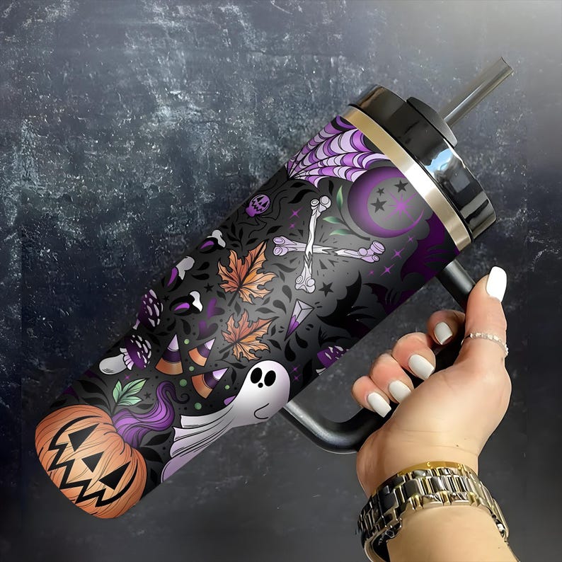Gobelet rétro citrouille d'Halloween avec anse 0924
