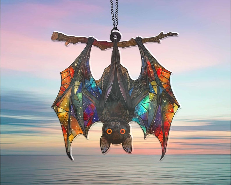 Attrape-soleil chauve-souris effrayant à suspendre à la fenêtre - Décoration d'Halloween 0924