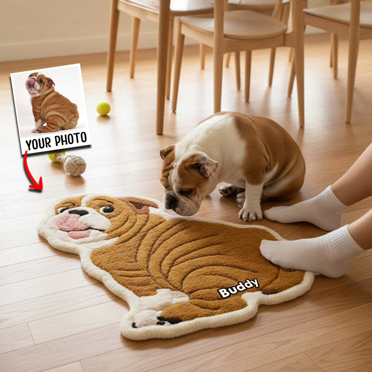 Tapis personnalisé avec photo - Tapis antidérapant à motif bouledogue français