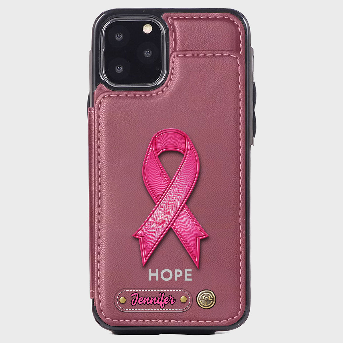 Hope - Personalized Breast Cancer Awareness Wallet Phone Case