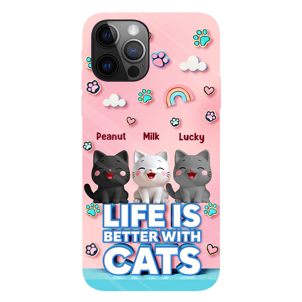 Life Is Better With A Cat - Personalized Cat Full Print Phone Case