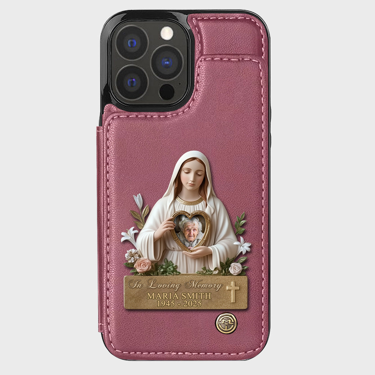 Virgin Mary Memorial - Personalized Memorial Wallet Phone Case