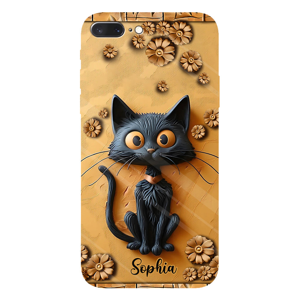 Cute Black Cat - Personalized Black Cat Full Print Phone Case