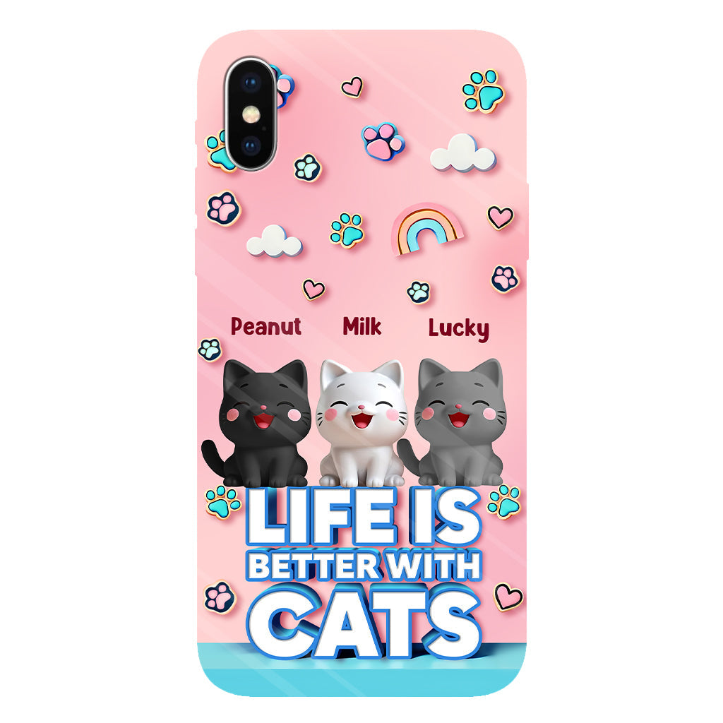Life Is Better With A Cat - Personalized Cat Full Print Phone Case