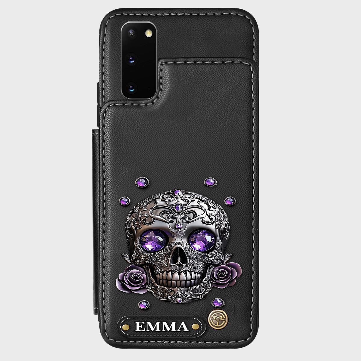 Beautiful Skull And Roses - Personalized Skull Wallet Phone Case