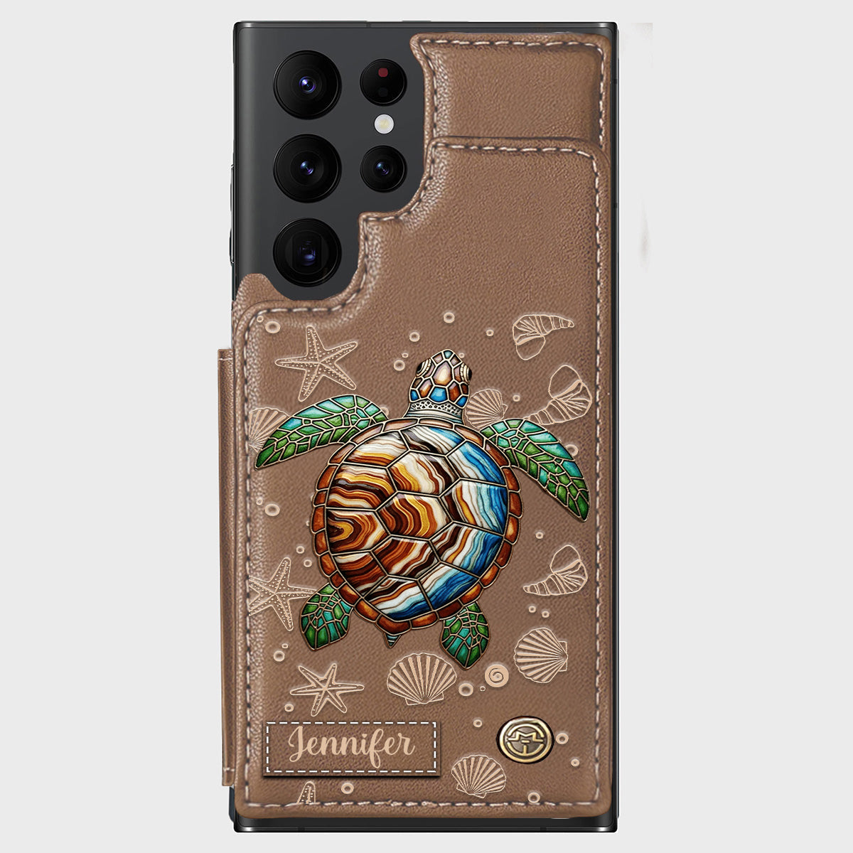 Turtle And The Sea - Personalized Turtle Wallet Phone Case