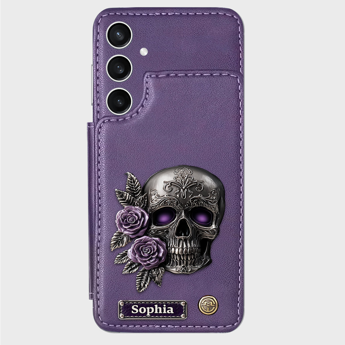 Skull And Roses - Personalized Skull Wallet Phone Case