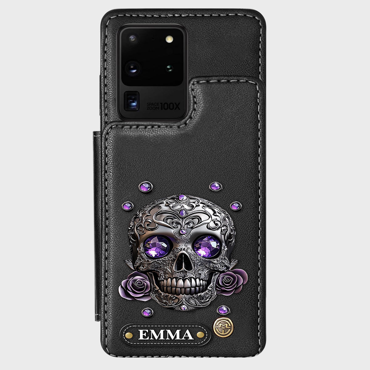 Beautiful Skull And Roses - Personalized Skull Wallet Phone Case