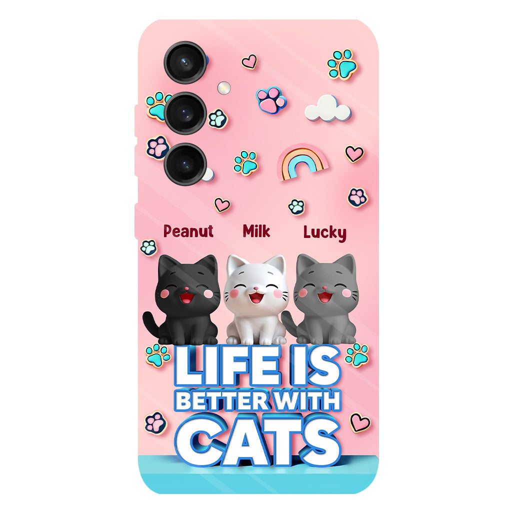 Life Is Better With A Cat - Personalized Cat Full Print Phone Case