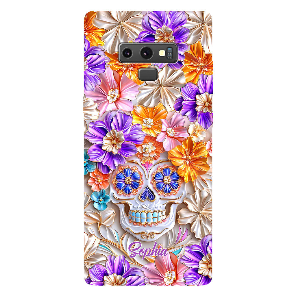 Floral Skull - Personalized Skull Full Print Phone Case