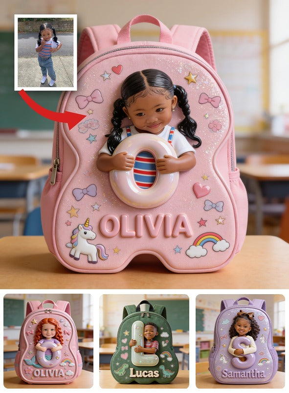 Sac à dos personnalisé 3D mignon pour fille, cadeau de nom sur mesure