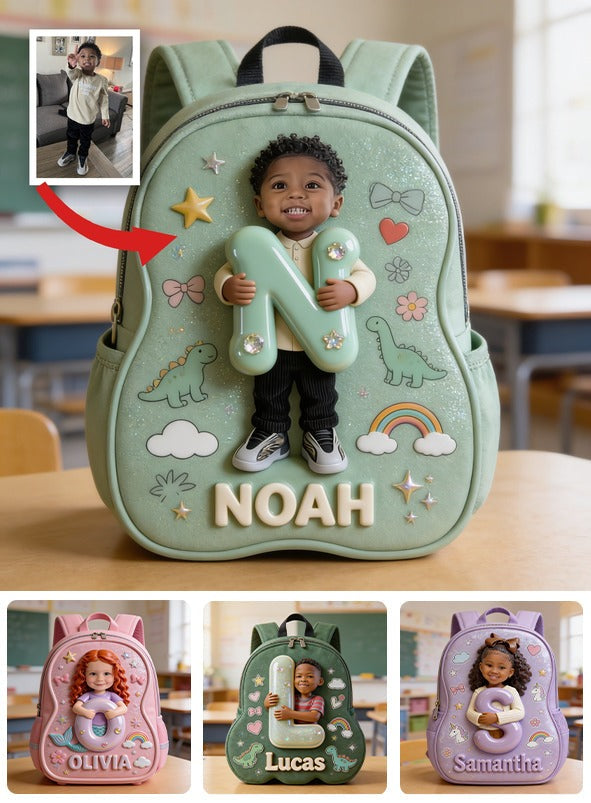 Sac à dos personnalisé 3D avec un garçon bébé souriant aux cheveux bouclés