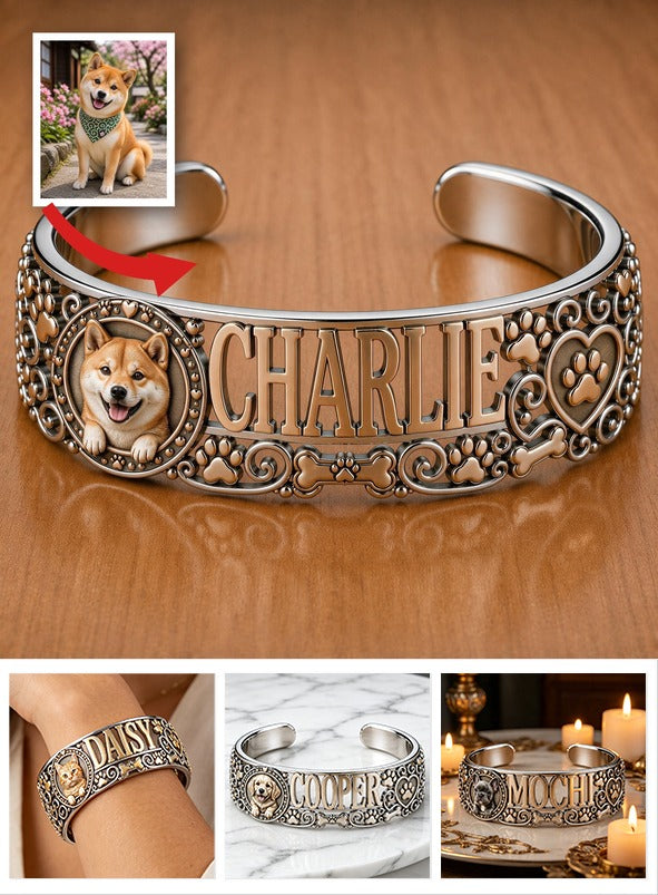 Bracelet en Cuir Personnalisé Shiba Inu Tan Souriant - Cadeau Bijoux pour Amoureux de Shiba