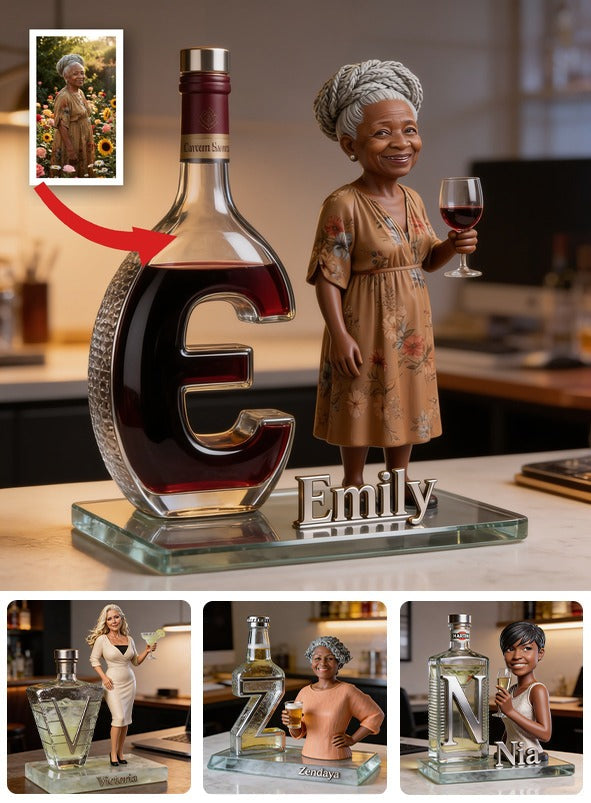 Personalized Wine Loving Senior Black Mom Custom Shaped Acrylic Plaque, Unique Mother's Day Gift for Wine Enthusiast Mom Home Desk Decor