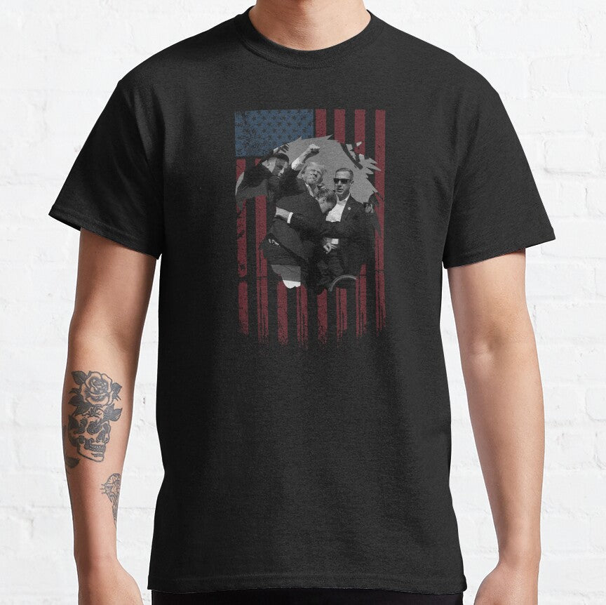 T-shirt pare-balles, T-shirt « Never Surrender », T-shirt « Fight For America », T-shirt de rallye rétro, T-shirt et sweat à capuche « Fight Fight Fight ».
