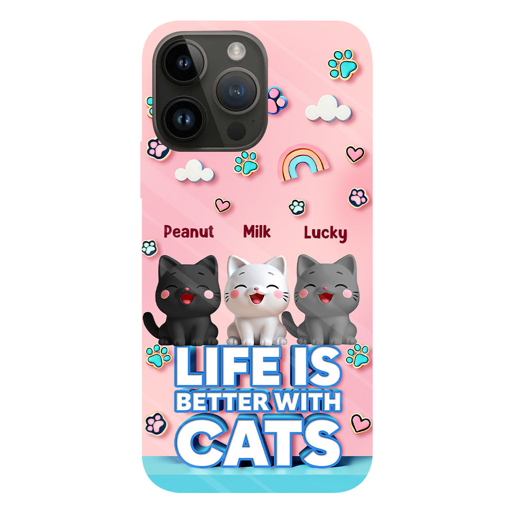 Life Is Better With A Cat - Personalized Cat Full Print Phone Case