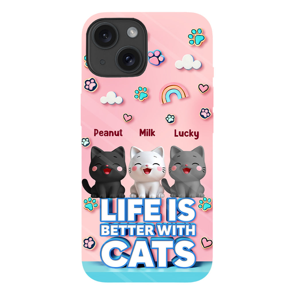 Life Is Better With A Cat - Personalized Cat Full Print Phone Case