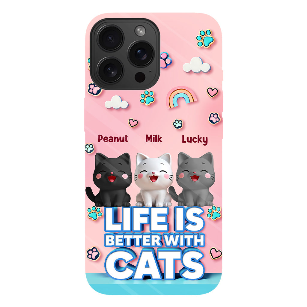 Life Is Better With A Cat - Personalized Cat Full Print Phone Case