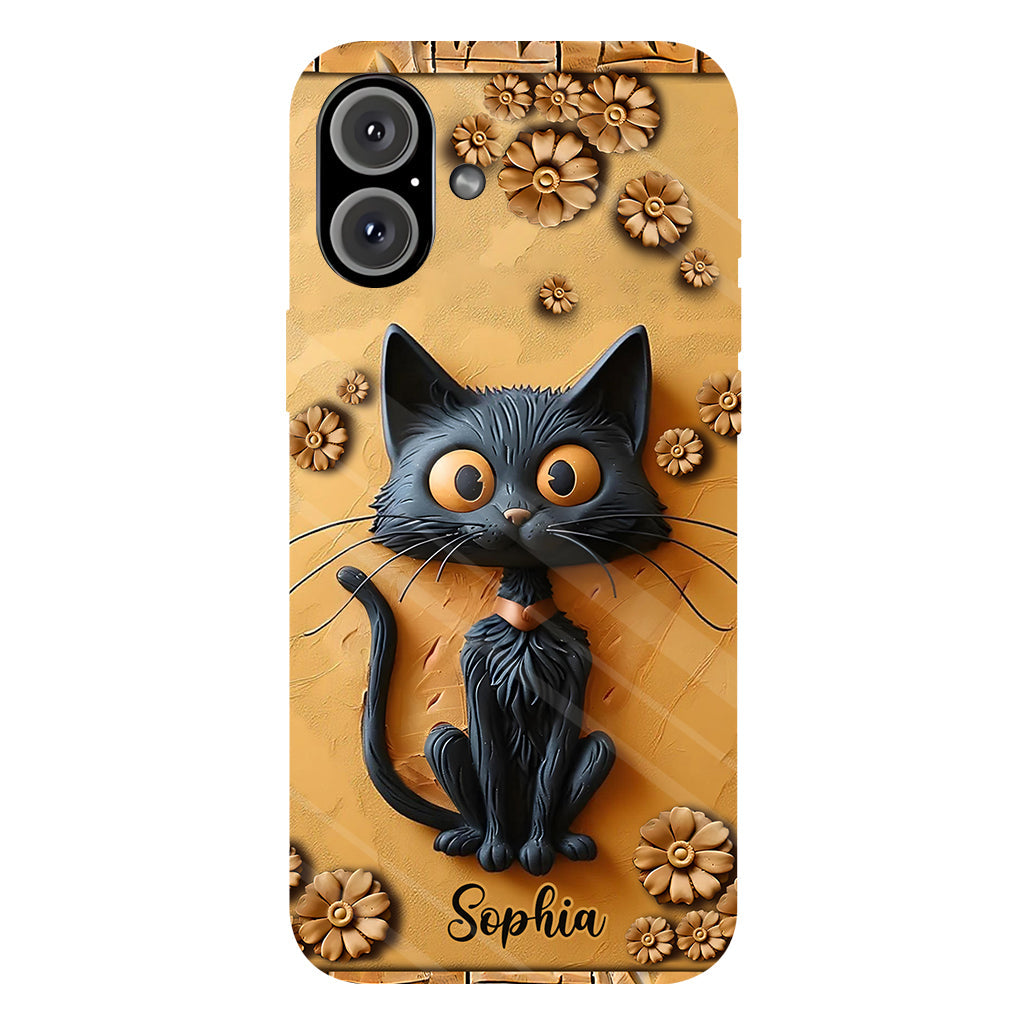 Cute Black Cat - Personalized Black Cat Full Print Phone Case