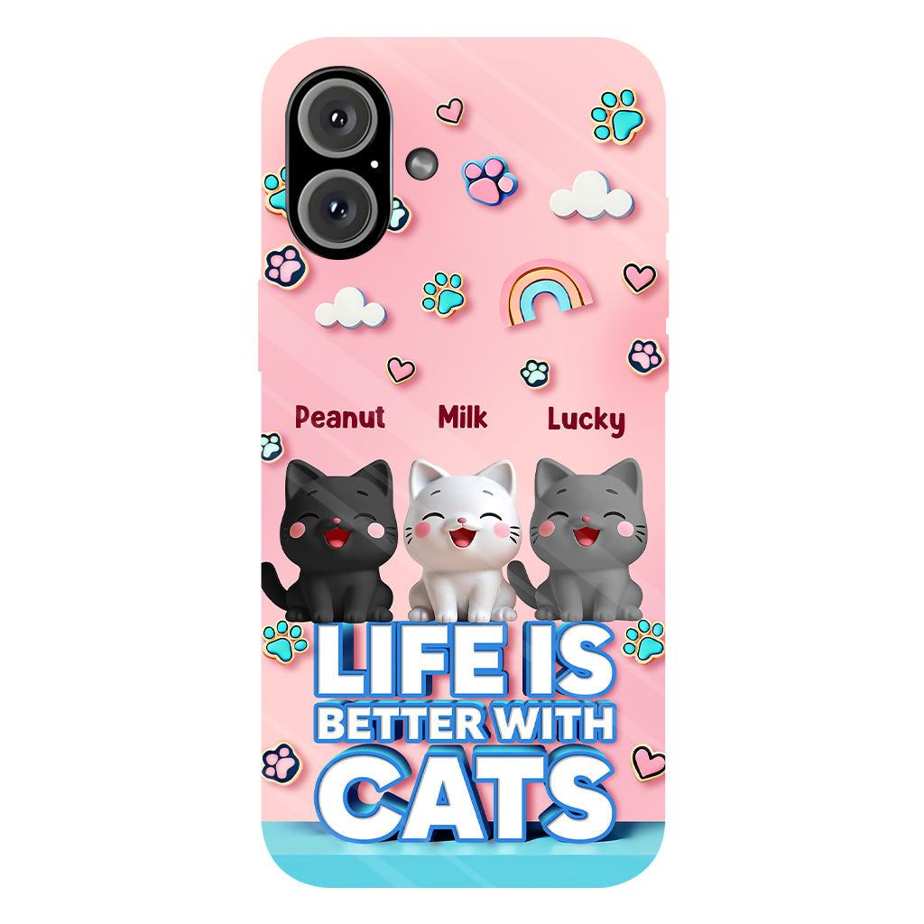 Life Is Better With A Cat - Personalized Cat Full Print Phone Case