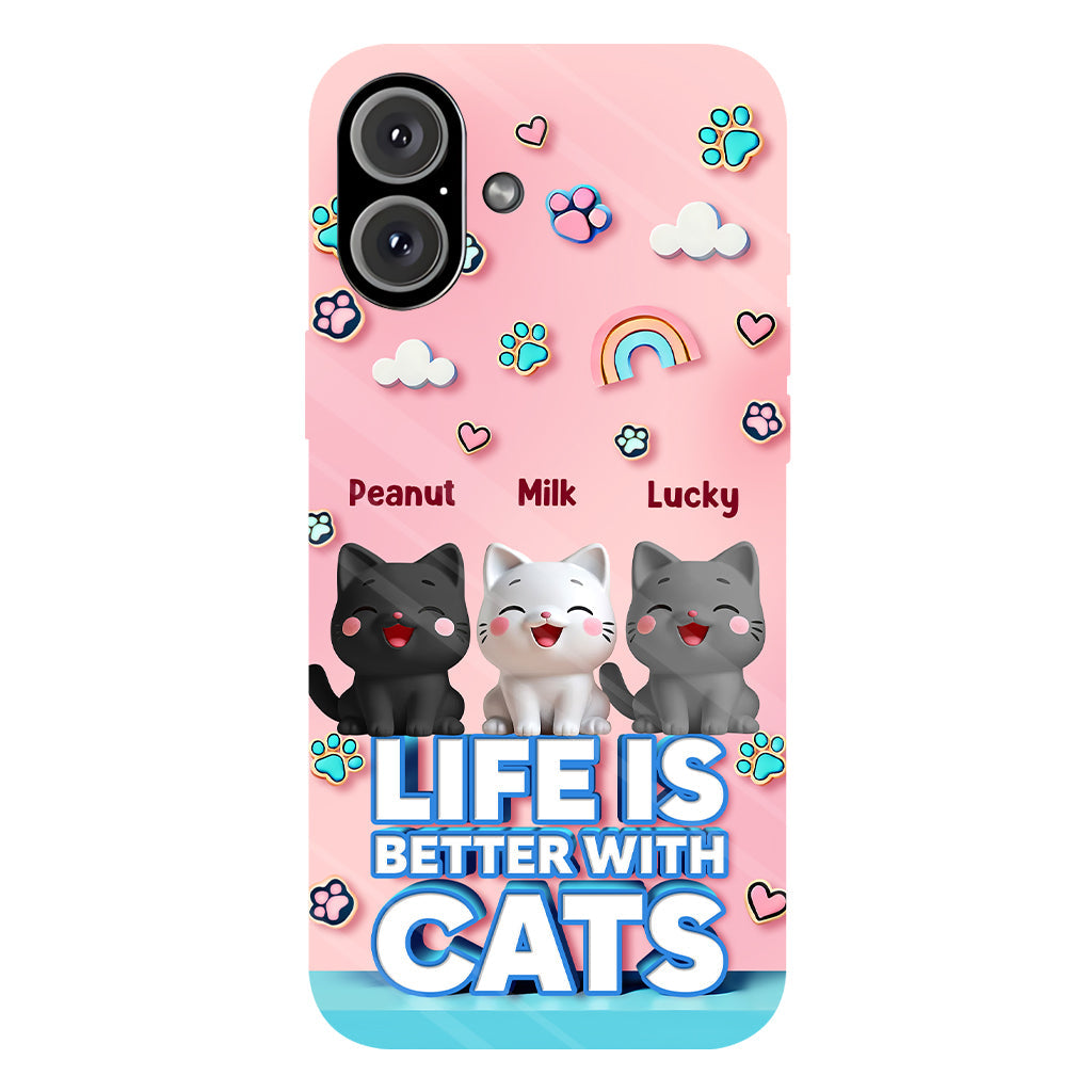 Life Is Better With A Cat - Personalized Cat Full Print Phone Case