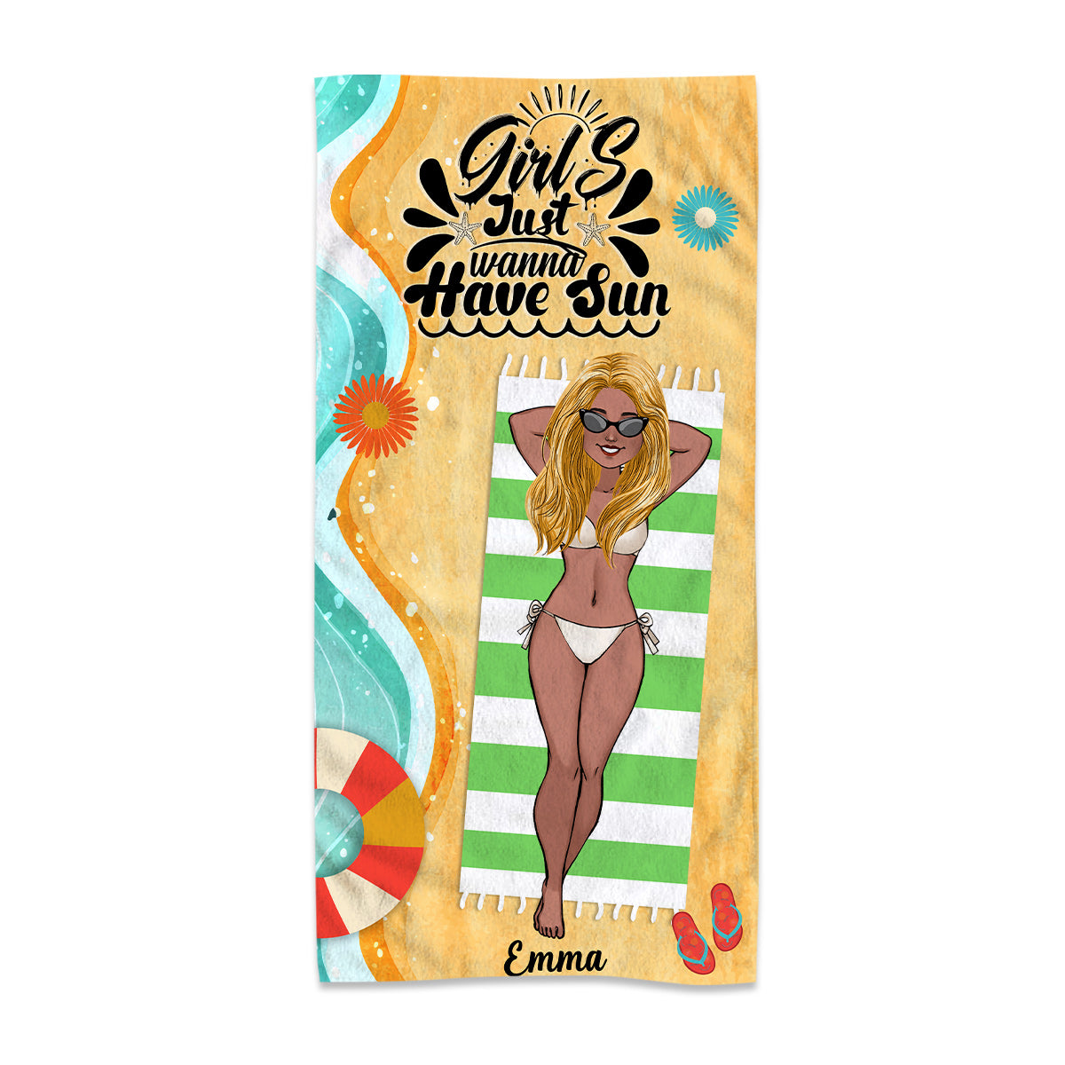 Les filles veulent juste du soleil - Serviette de plage personnalisée pour les amoureux de la mer