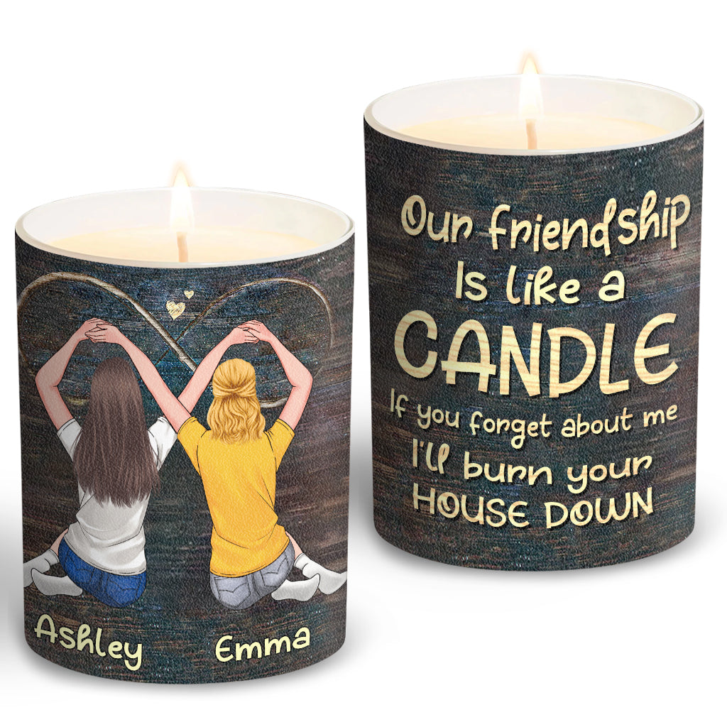 Our Friendship Is Like A Candle - Personalized Bestie Candle With Wooden Lid