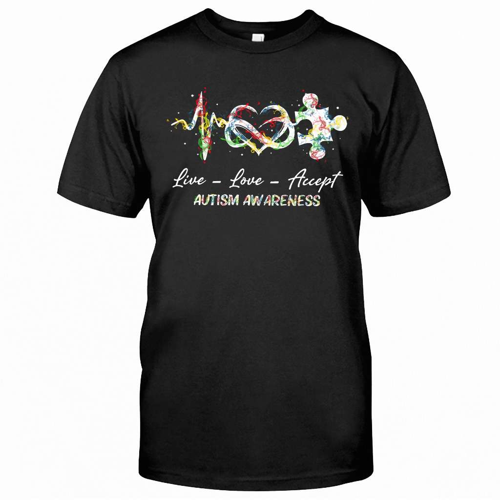 T-shirt et sweat-shirt « Vivre, aimer, accepter » – Sensibilisation à l’autisme 0921