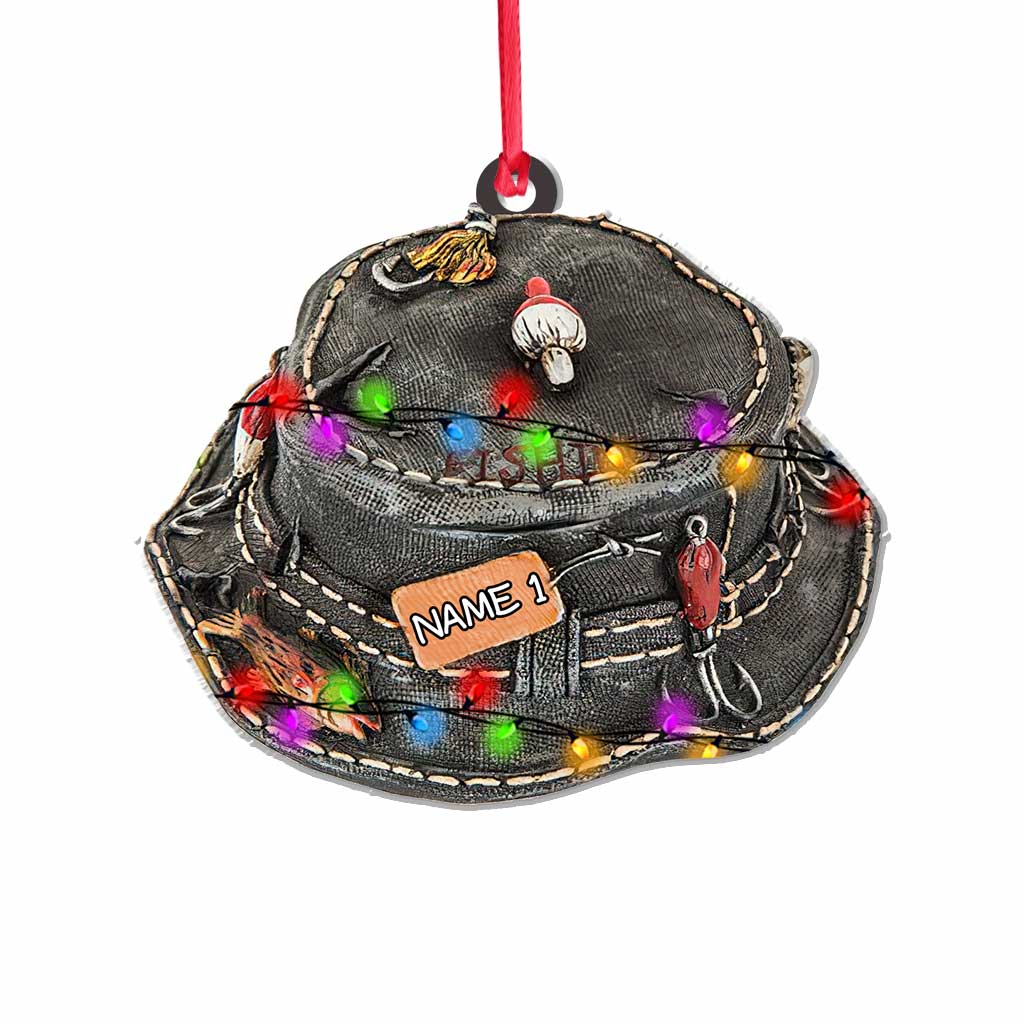 Anglerhut - Personalisierter Weihnachtsschmuck (beidseitig bedruckt)