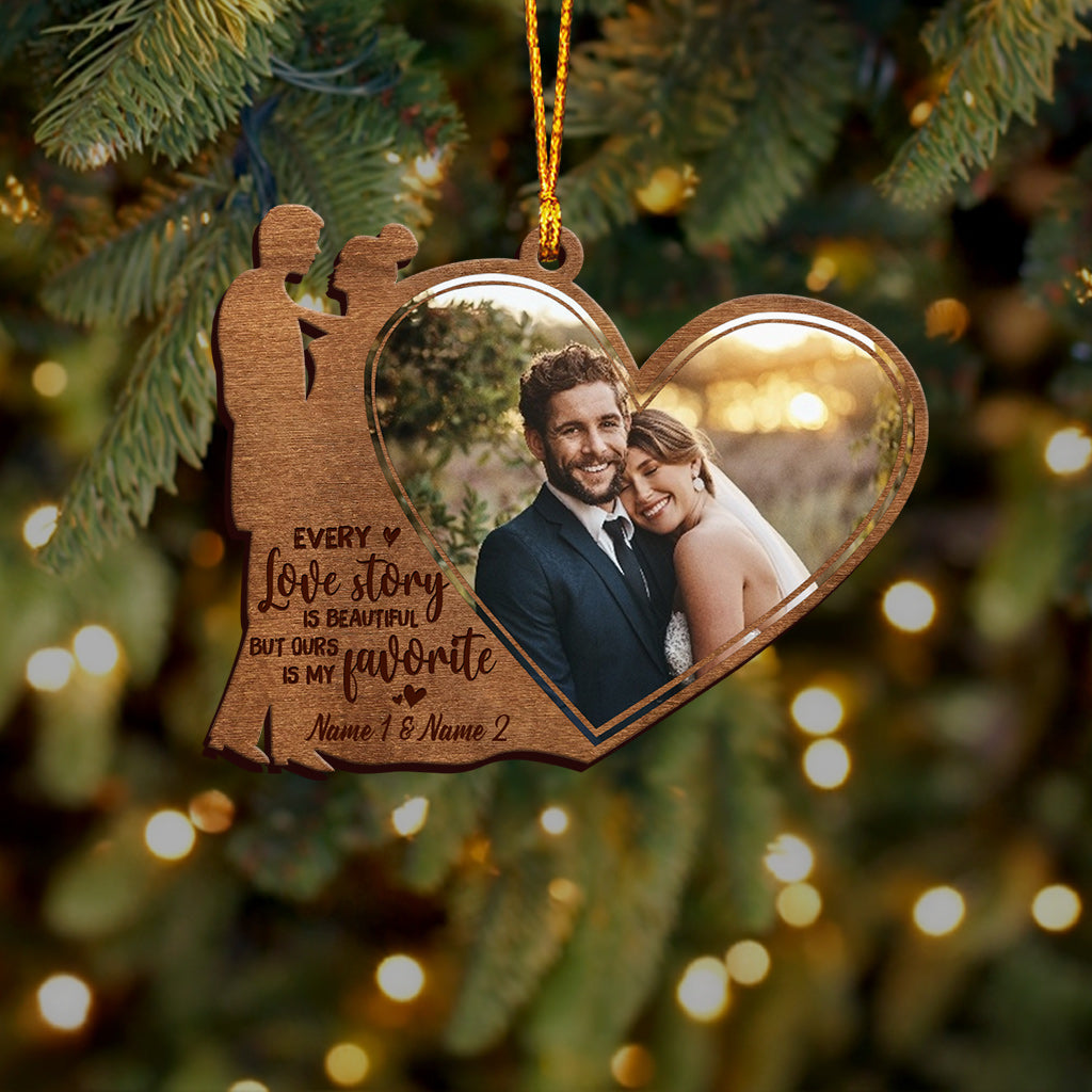 Every Love Story Is Beautiful But Ours Is My Favorite - Personalized Christmas Couple Ornament (Printed On Both Sides)