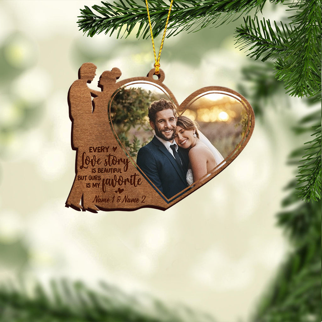 Every Love Story Is Beautiful But Ours Is My Favorite - Personalized Christmas Couple Ornament (Printed On Both Sides)