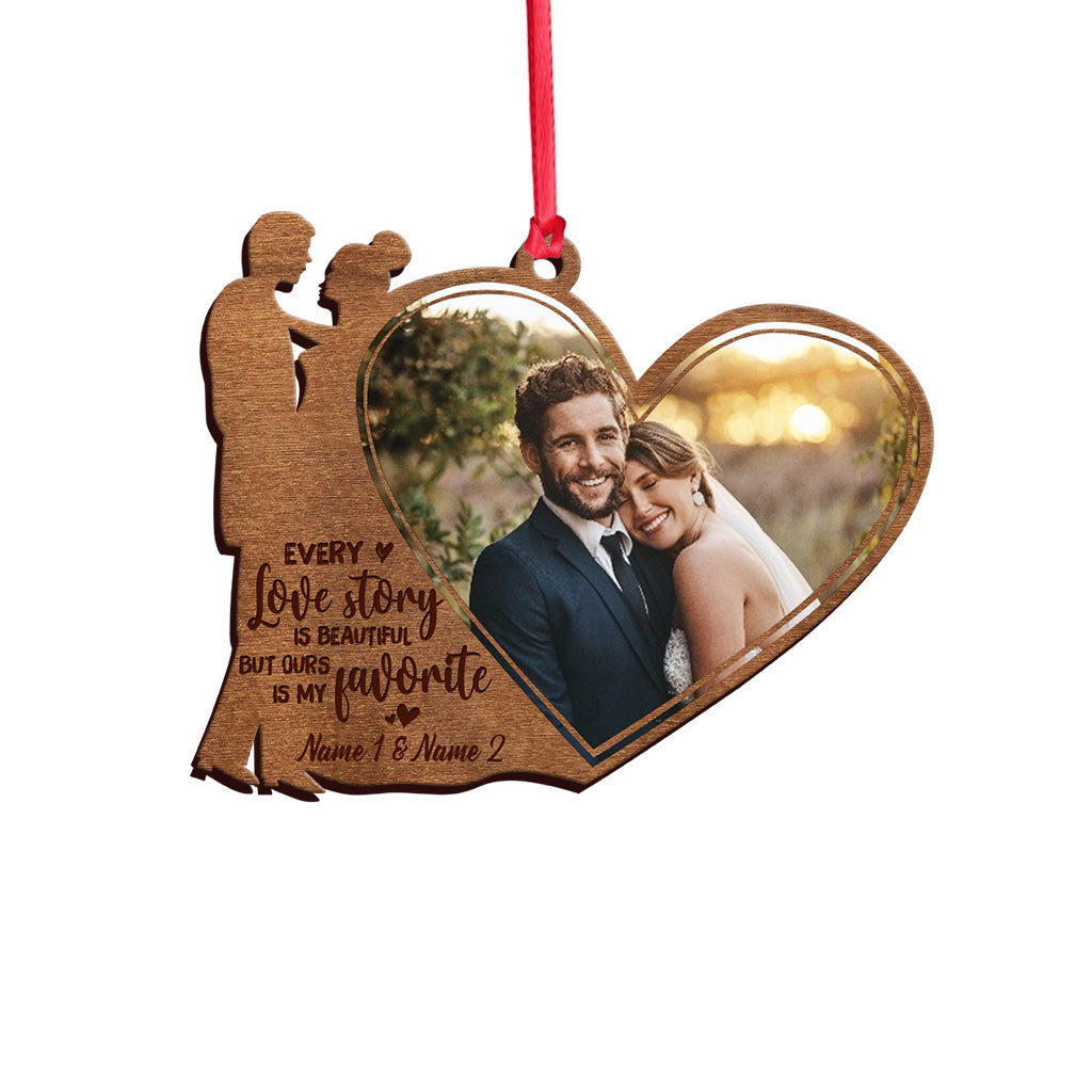 Every Love Story Is Beautiful But Ours Is My Favorite - Personalized Christmas Couple Ornament (Printed On Both Sides)