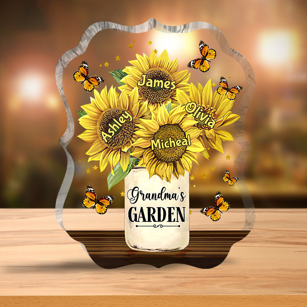 Grandma’s Garden Sunflower - Personalized Mother's Day Grandma Custom Shaped Acrylic Plaque