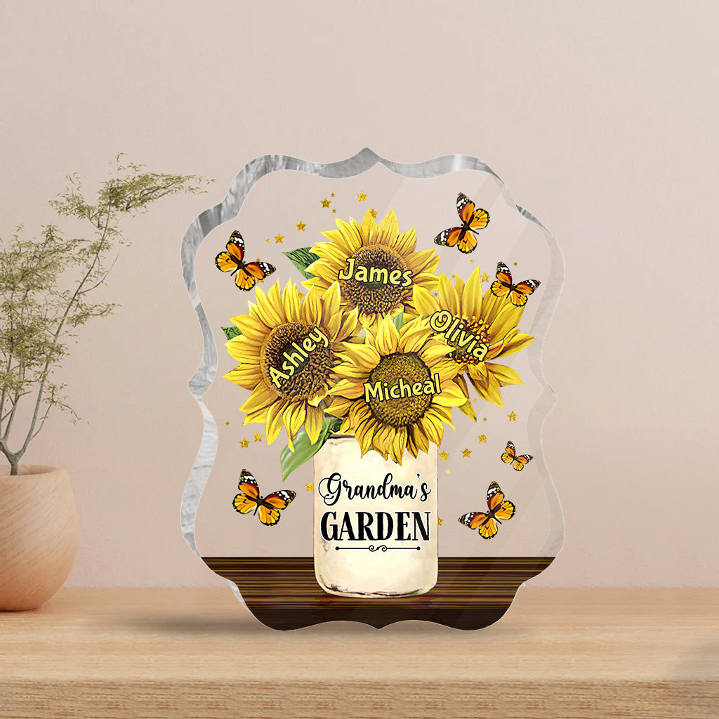 Grandma’s Garden Sunflower - Personalized Mother's Day Grandma Custom Shaped Acrylic Plaque