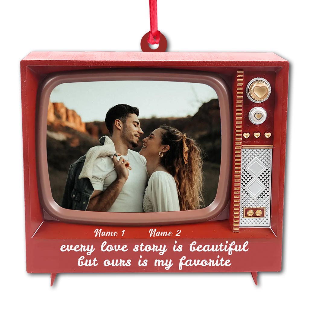 Every Love Story Is Beautiful - Personalized Christmas Couple Ornament (Printed On Both Sides)