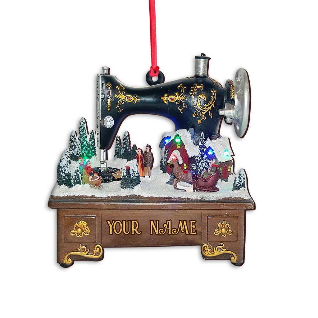 Nähmaschinen-Kollektion – Personalisierter Weihnachtsschmuck zum Thema Nähen (beidseitig bedruckt)
