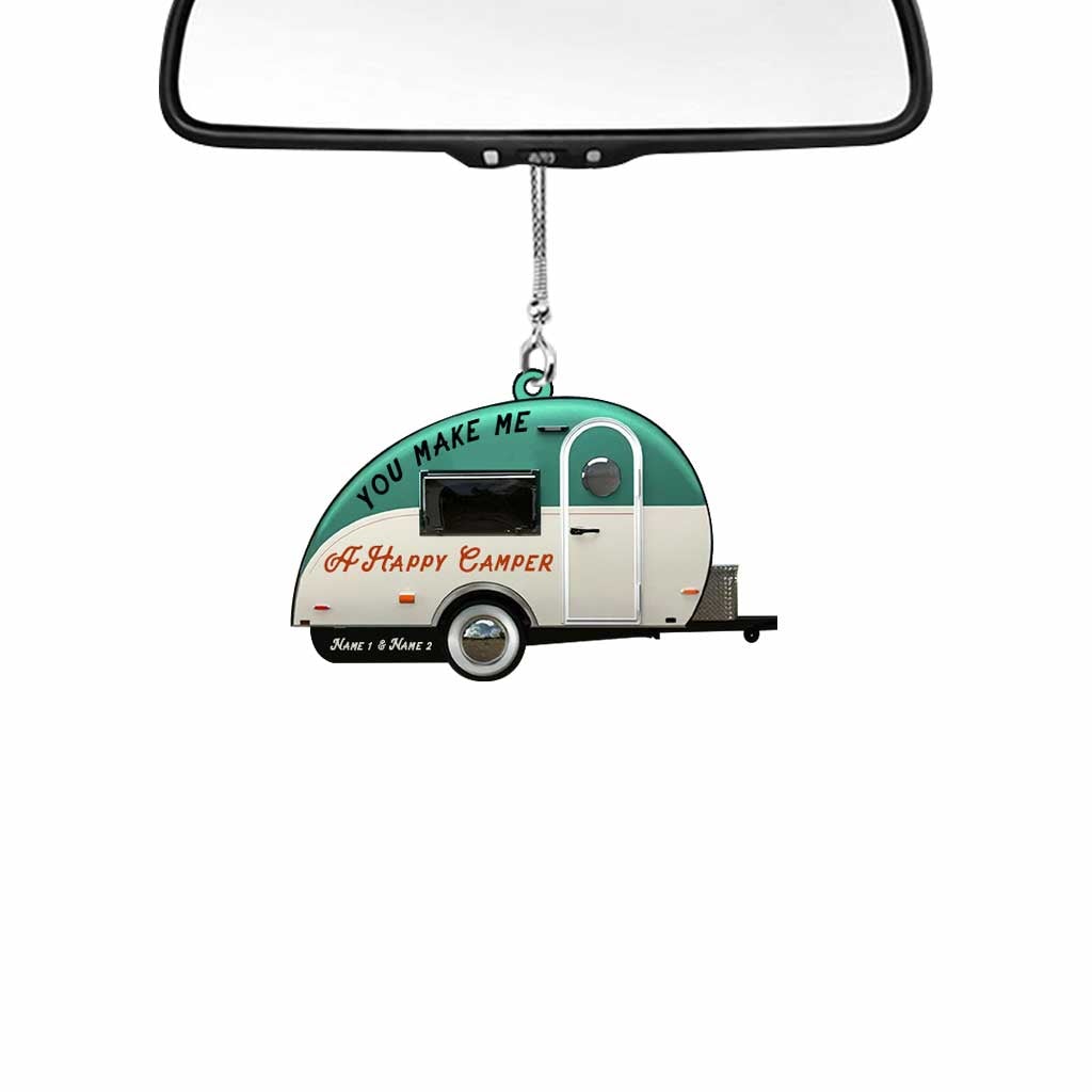 Du machst mich glücklich, Campingpaar - Personalisierter Autoanhänger (beidseitig bedruckt)