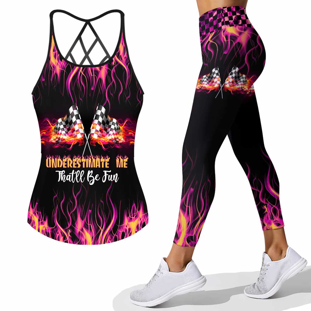 Underestimate Me That'll Be Fun - Racing Cross Tank Top and Leggings