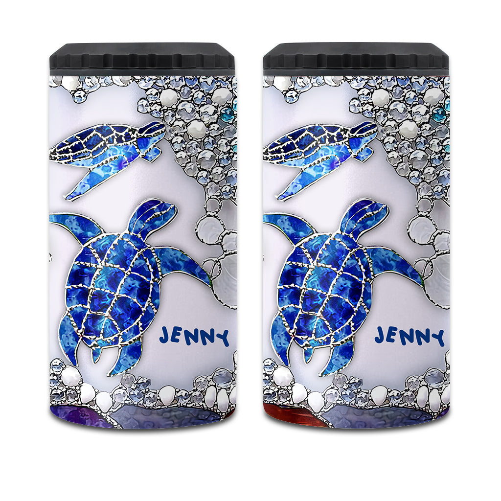 Salty Lil Beach - Refroidisseur de canettes personnalisé en forme de tortue
