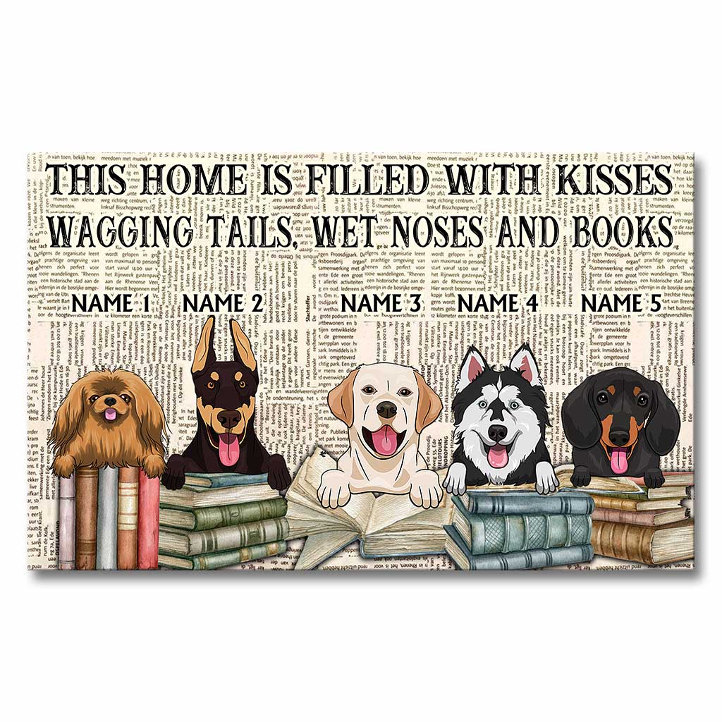 Dieses Zuhause ist voller feuchter Nasen und Bücher – personalisierte Buchleinwand und Poster