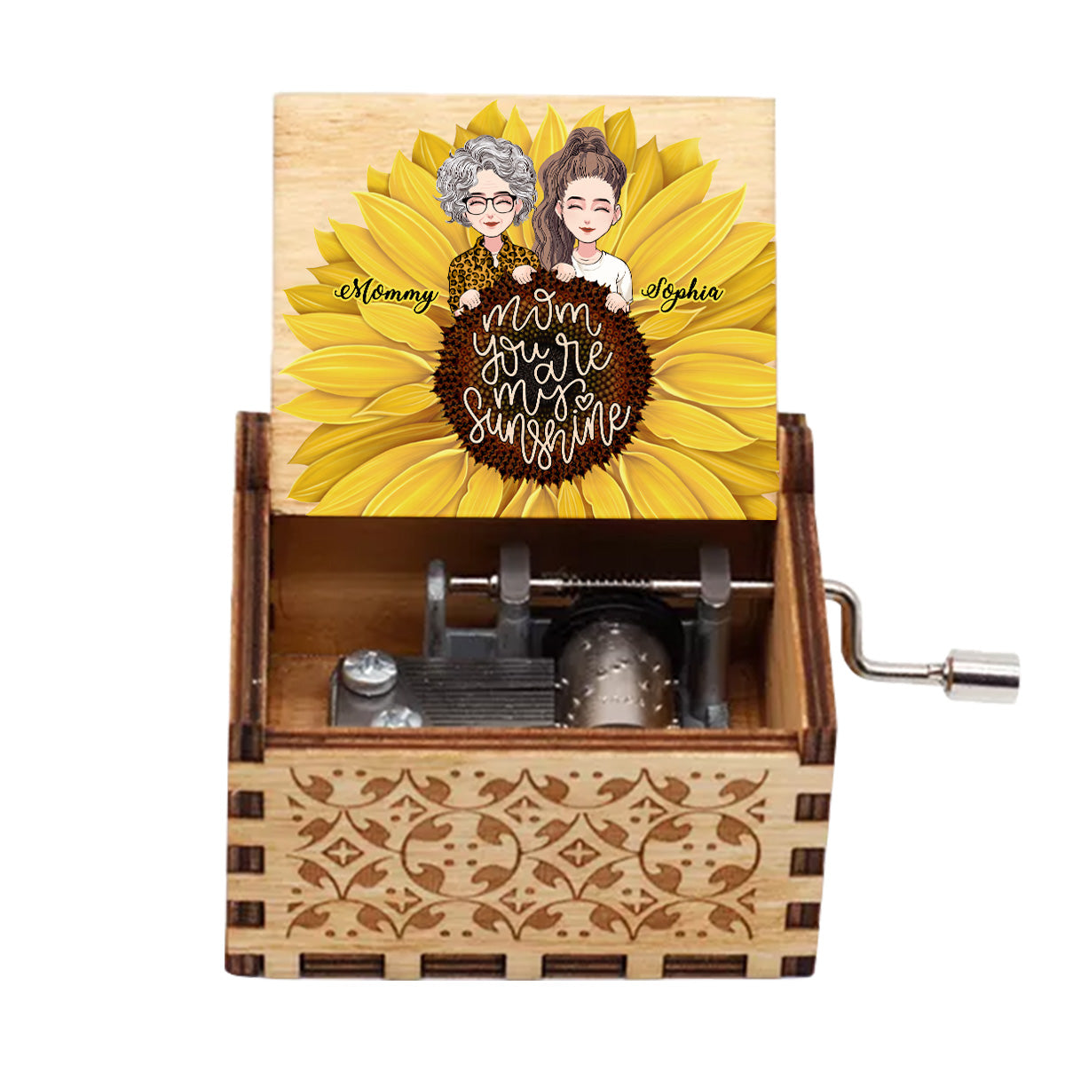 Mom You Are My Sunshine - Personalized Mother's Day Mother Hand Crank Music Box