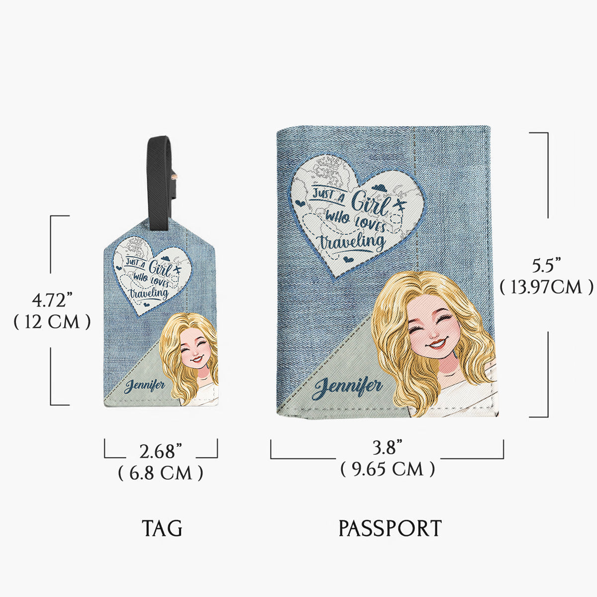 Just A Girl Who Loves Traveling - Personalized Travelling Leather Luggage Tag & Passport Holder