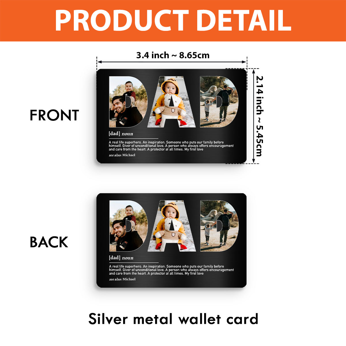 Dad Definition - Personalized Father's Day Father Wallet Insert Card