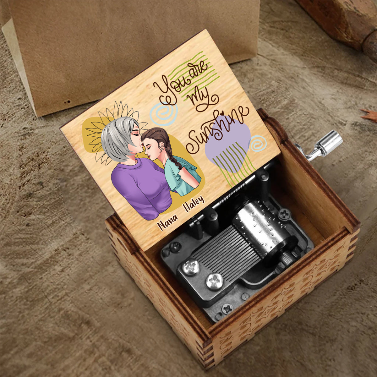 To My Granddaughter - Personalized Mother's Day Grandma Hand Crank Music Box