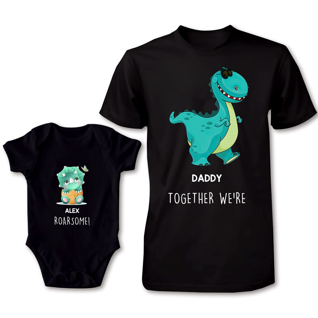 Together We're Roarsome - Personalized Father T-shirt And Baby Onesie