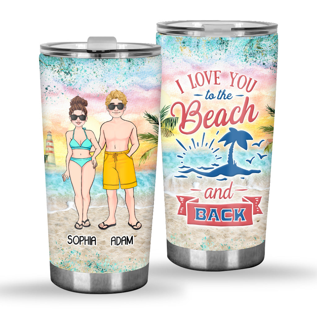 Gobelet isotherme personnalisé pour couple « Aller-retour à la plage »