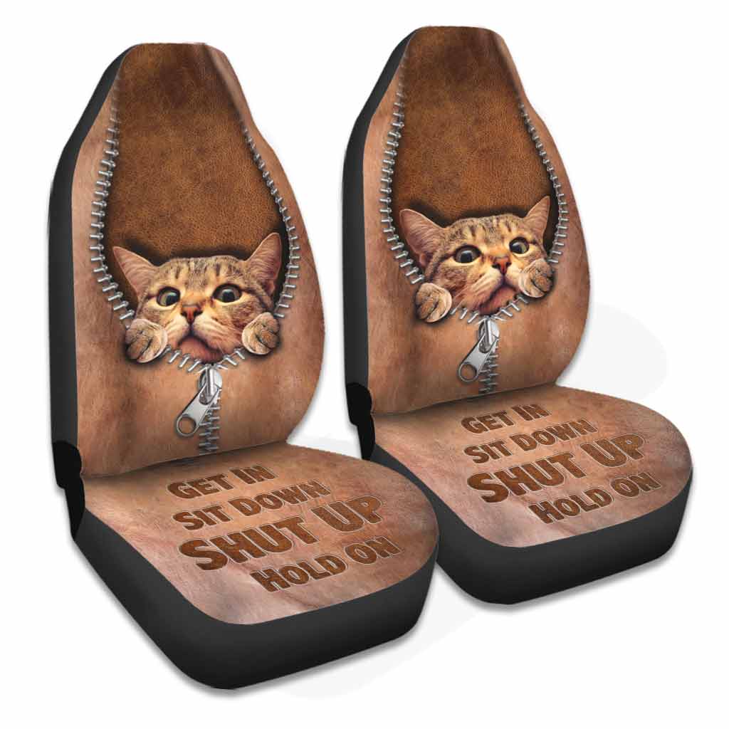 Monte, assieds-toi, tais-toi, attends ! - Housses de siège pour chat avec imprimé motif cuir